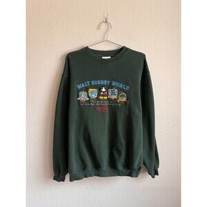 Vintage 90's Walt Disney World Crewneck Sweatshirt in Dark Green Size LARGE
